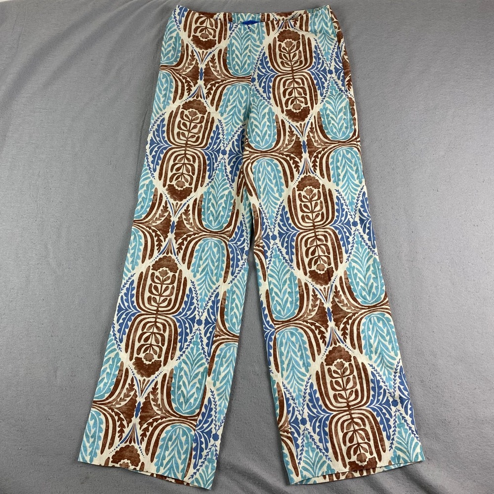 J McLaughlin Linen Pant Wide Leg Easy Trouser Coastal Mediterranean Chic Sz 6